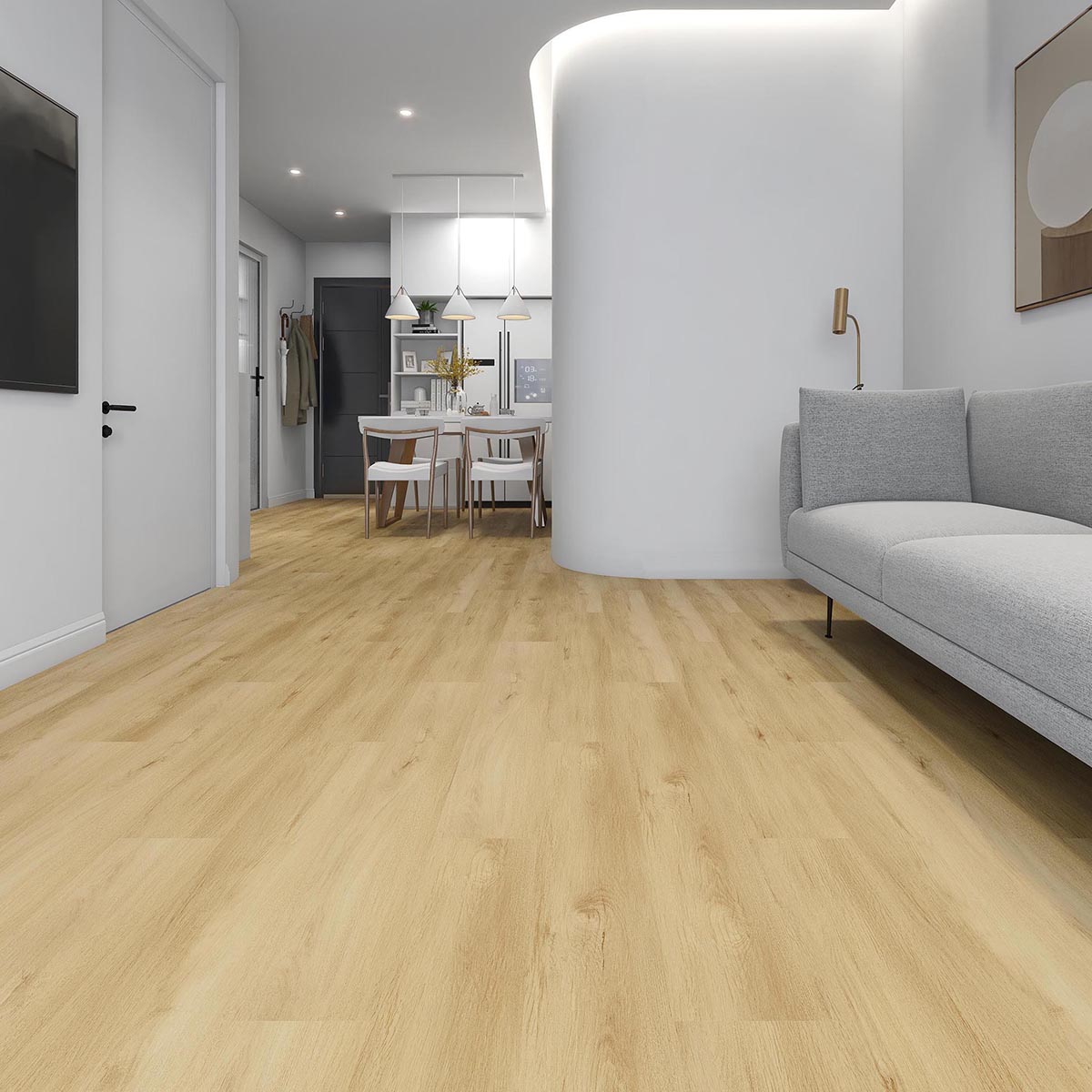 China Light Brown Wood Grain Hybrid Click Flooring Manufacturer and ...